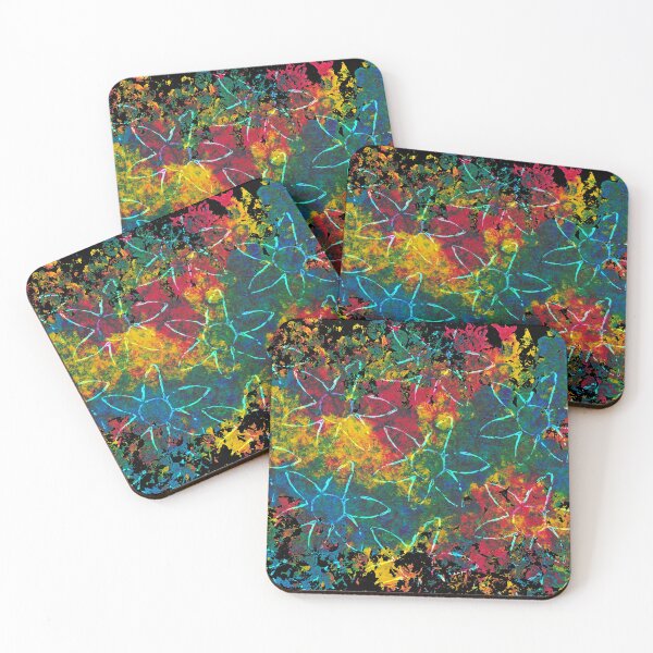 Item preview, Overlaid Flowers Onto Markmade Acrylic - Black Background designed and sold by Sketchypenface.