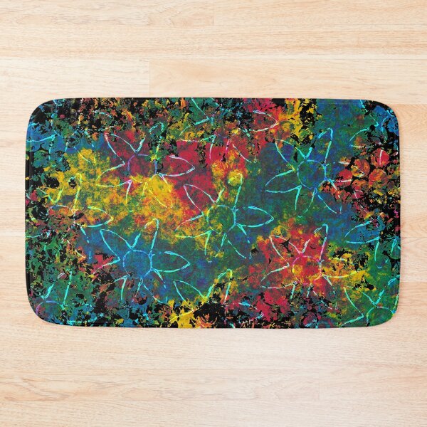 Item preview, Overlaid Flowers Onto Markmade Acrylic - Black Background designed and sold by Sketchypenface.