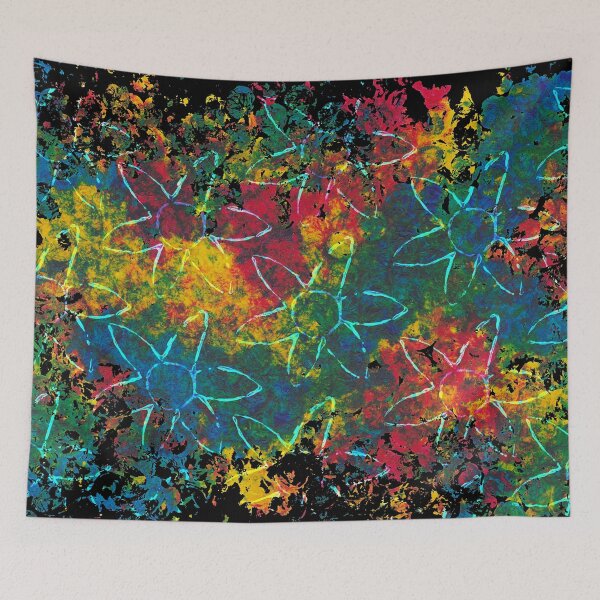 Item preview, Overlaid Flowers Onto Markmade Acrylic - Black Background designed and sold by Sketchypenface.