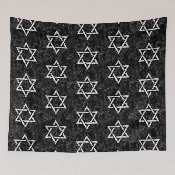 Item preview, White Hexagram on Black Marble - Tiling Pattern designed and sold by SolarCross.