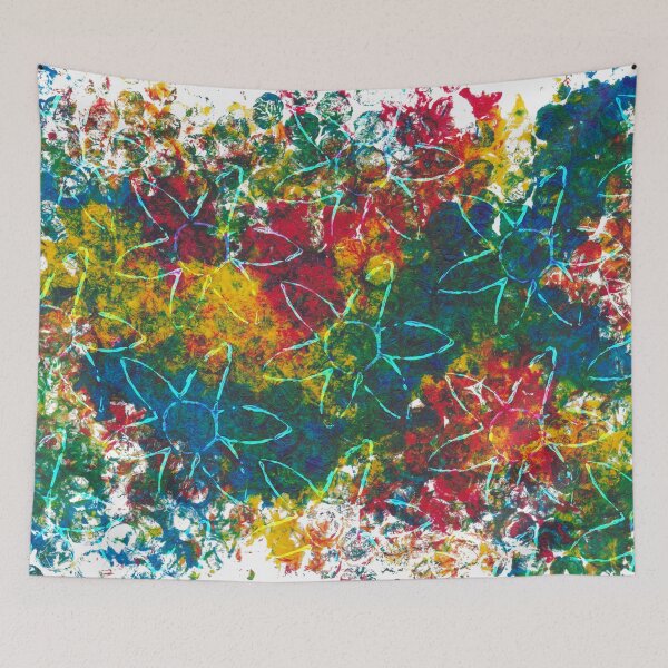 Item preview, Overlaid Flowers Onto Markmade Acrylic - White Background designed and sold by Sketchypenface.