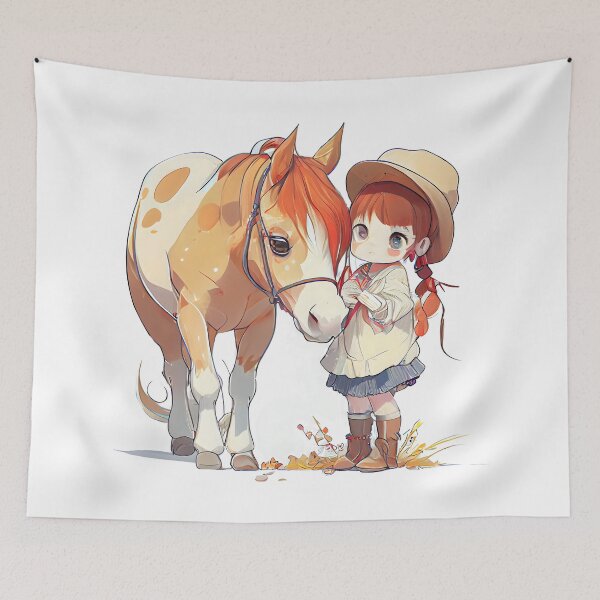Item preview, Cartoon Norwegian Fjord Horse with little girl - Horses 16th Century designed and sold by MLArtifex.