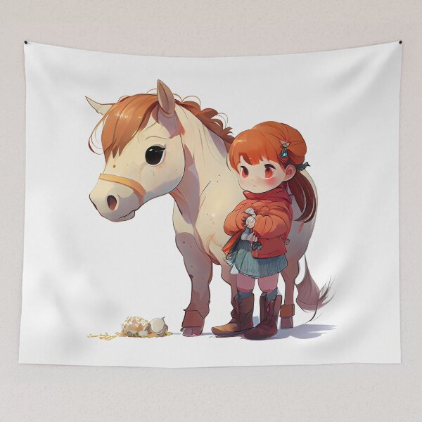 Item preview, Cartoon Norwegian Fjord Horse with little girl - Horses 17th Century designed and sold by MLArtifex.