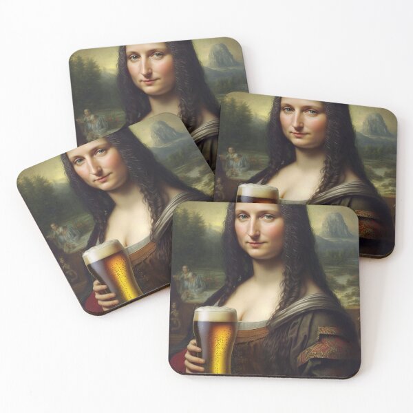 Item preview, Mona Lisa Drinking Draught Beer Painting designed and sold by unrealartwork.