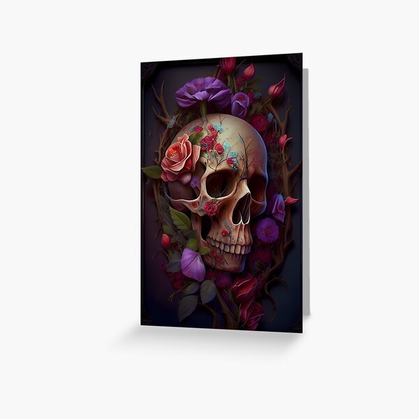 Colorful Funky Multi Vibrant Emo Skulls Carnival Abstract Print