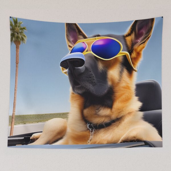 Item preview, Dog wearing Sunglasses. German Shepherd wearing Sunglasses designed and sold by Doggymadness.