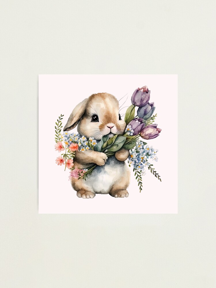 水彩壁絵watercolor“The Chilling Bunny Bunny” Bunny Watercolor Art Print – Easy Sunday Club