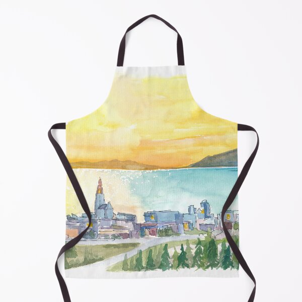 Item preview, Amazing View of Reykjavik Iceland with Hallgrimskirkja Church and Sea during Sunset designed and sold by artshop77.