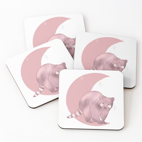 Item preview, Raccoon Crescent Moon - Rose designed and sold by bellamousse design co.