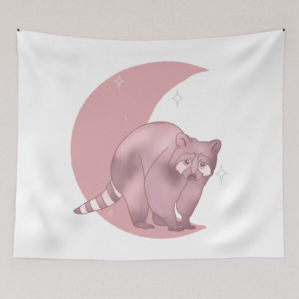 Item preview, Raccoon Crescent Moon - Rose designed and sold by bellamousse design co.