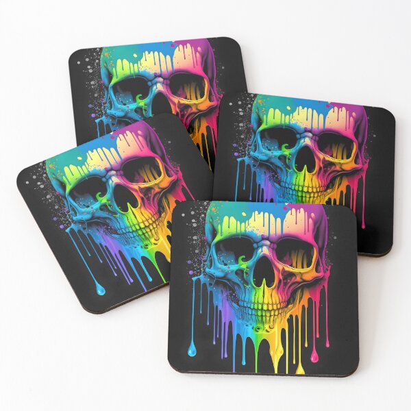 Item preview, Rainbow Drip Skull - LGBTQ Pride Skull with Dripping Rainbow Colors designed and sold by ZickDezine.