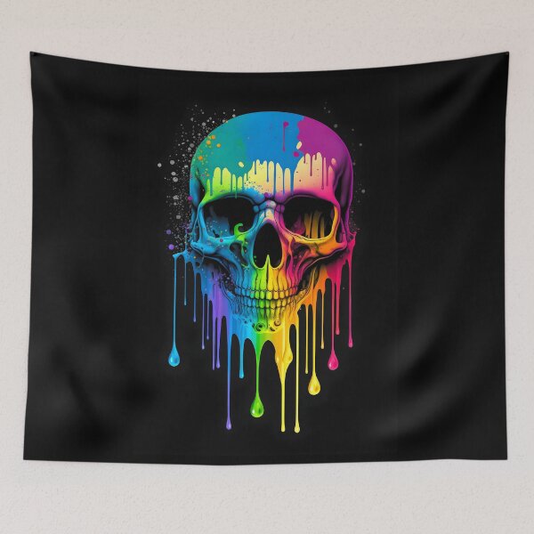 Item preview, Rainbow Drip Skull - LGBTQ Pride Skull with Dripping Rainbow Colors designed and sold by ZickDezine.