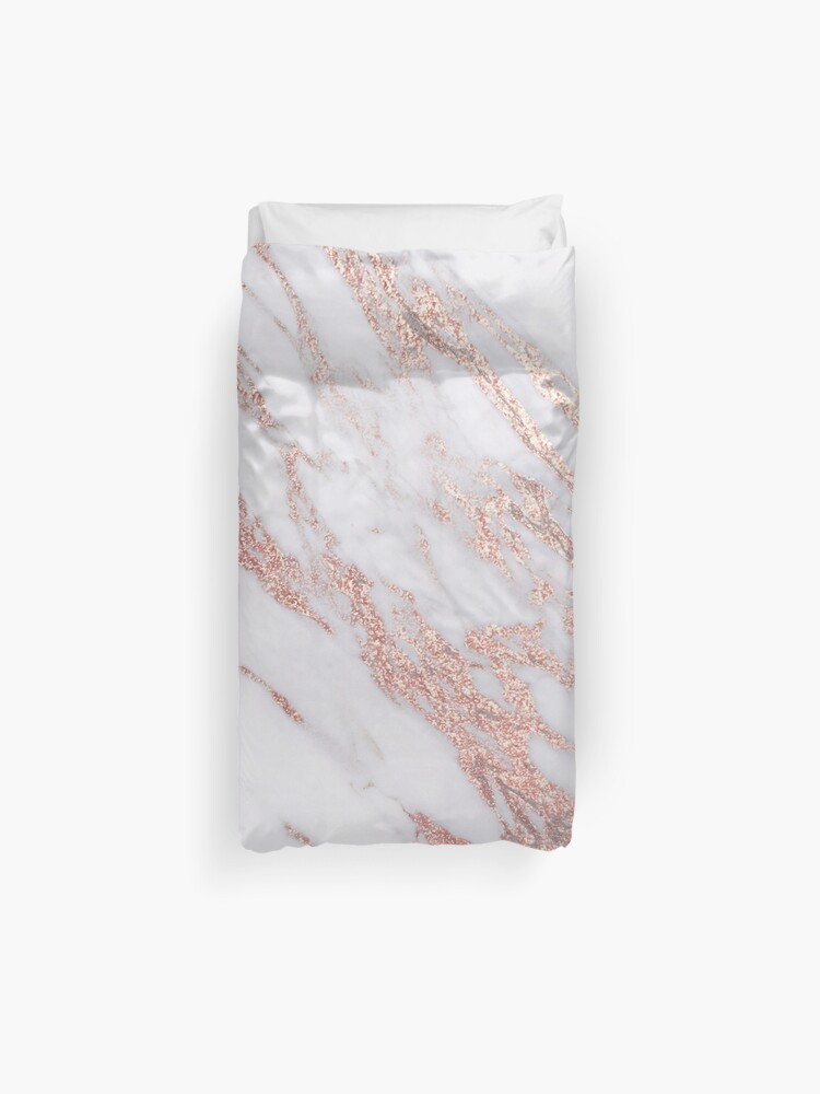 Blush Pink Rose Gold Marble Duvet Cover By Roseaesthetic Redbubble