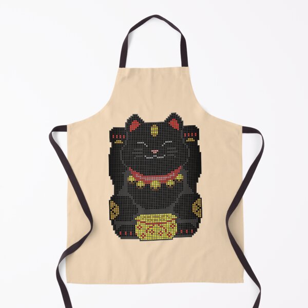 Item preview, Maneki Neko Japanese lucky black cat digital pixel art designed and sold by SetthaSK.