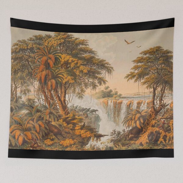 Item preview, Vintage Painting Of Buffaloes At The Victoria Falls, 1865 designed and sold by w-world-life-co.