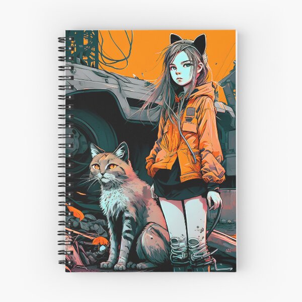 Artikelvorschau, Mädchen und Luchs Cyberpunk Post Apocalypse Japanischer Anime entworfen und verkauft von AIWanderer.