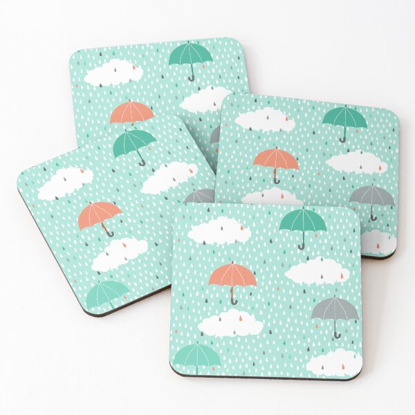 Item preview, Raindrops, umbrellas and clouds designed and sold by Cheekyleopard.