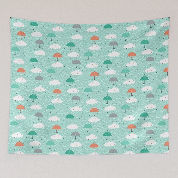 Item preview, Raindrops, umbrellas and clouds designed and sold by Cheekyleopard.