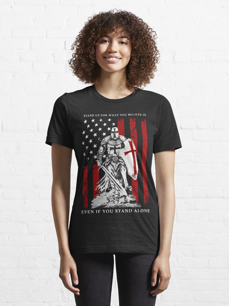 Knight Templar Crusader Warrior American Flag T Shirt T Shirt By