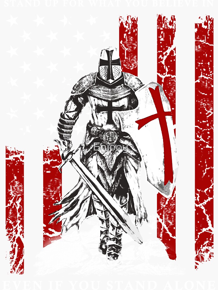 Knight Templar Crusader Warrior American Flag Sticker For Sale By