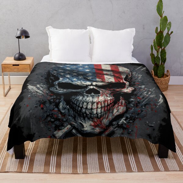 Item preview, American Patriotic Biker Skull Flag designed and sold by Odd World.