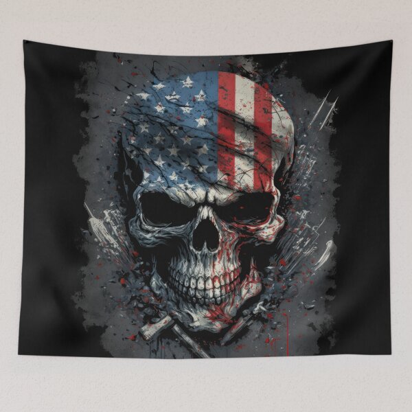 Item preview, American Patriotic Biker Skull Flag designed and sold by Odd World.