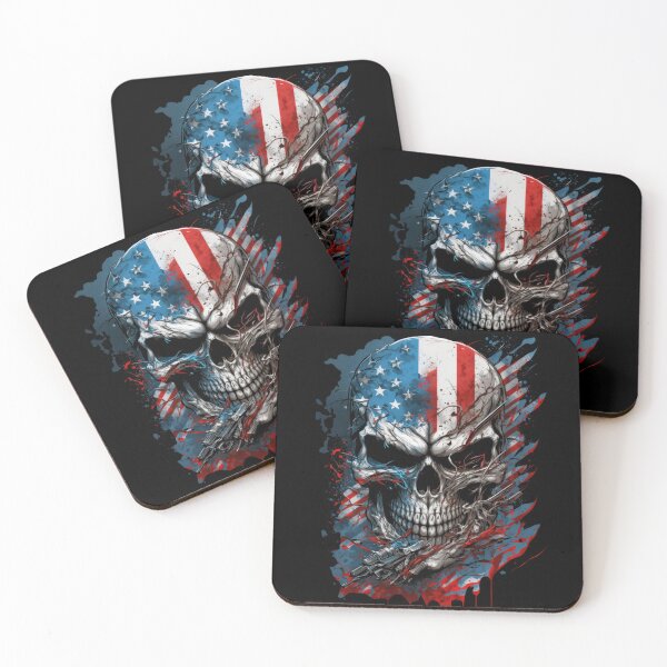 Item preview, American Patriotic Biker Skull Flag designed and sold by Odd World.