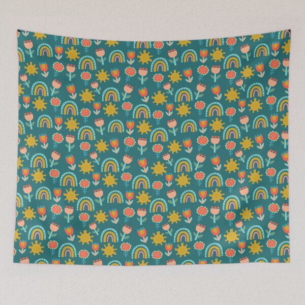 Item preview, Rainbows and Flowers Seamless Surface Pattern designed and sold by PBJArt.