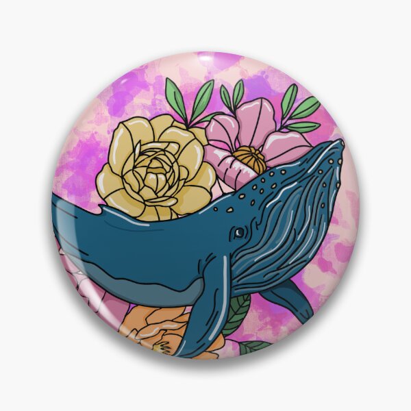 Aperçu de l'œuvre Baleine florale rose créée et vendue par bethfrostart.