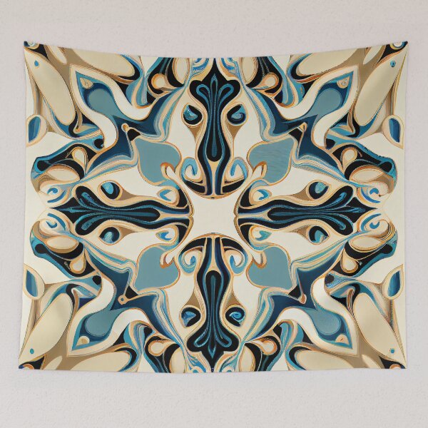 Item preview, Semi Abstract Minimal Symmetrical Dense New Mediterranean Pattern Digital Painting designed and sold by CodeAndColors.