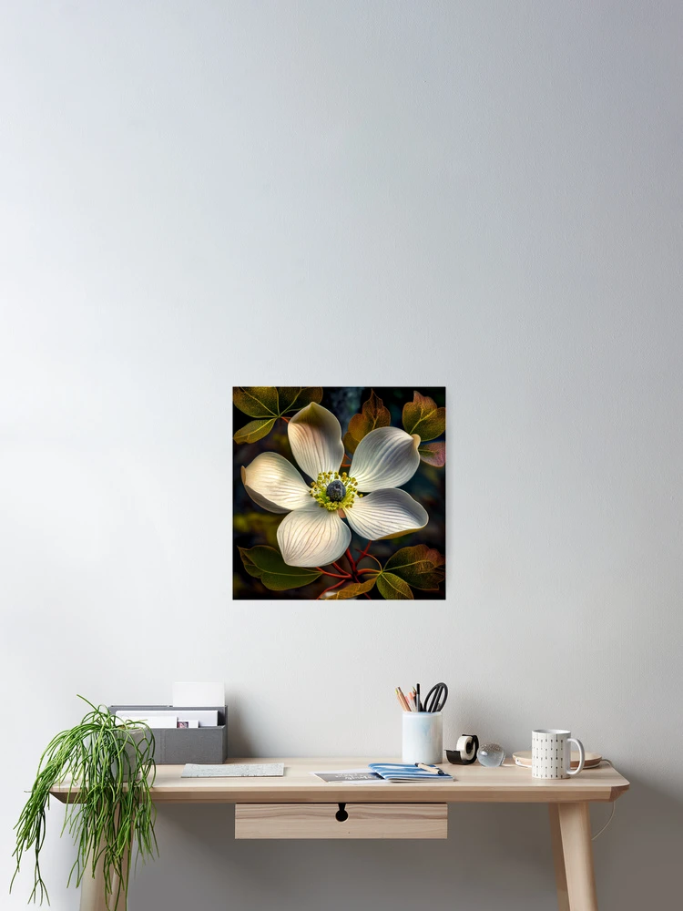 Imagen 2 de 3, Póster con la obra Dogwood Burst Digital Painting, diseñada y vendida por CodeAndColors.