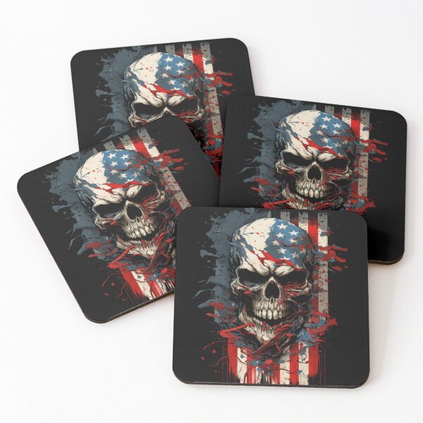 Item preview, American Patriotic Biker Skull Flag designed and sold by Odd World.
