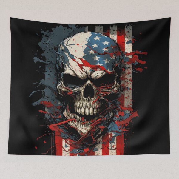 Item preview, American Patriotic Biker Skull Flag designed and sold by Odd World.