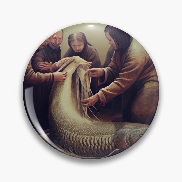 Item preview, Celebrating a Lungfish A Hairbrushing Ceremony Digital Painting designed and sold by CodeAndColors.