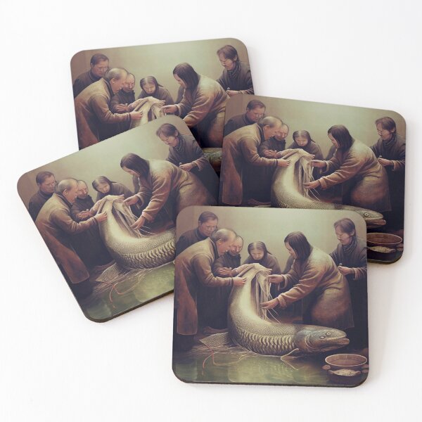 Item preview, Celebrating a Lungfish A Hairbrushing Ceremony Digital Painting designed and sold by CodeAndColors.