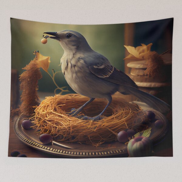 Item preview, Mockingbirds Meal and Journey Digital Painting designed and sold by CodeAndColors.