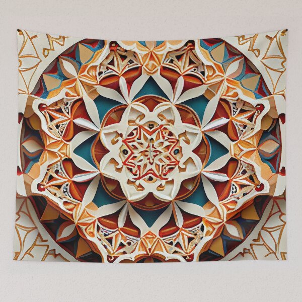Aperçu de l'œuvre Baroque Circular Triangular Organic Moroccan Patte Digital Painting créée et vendue par CodeAndColors.