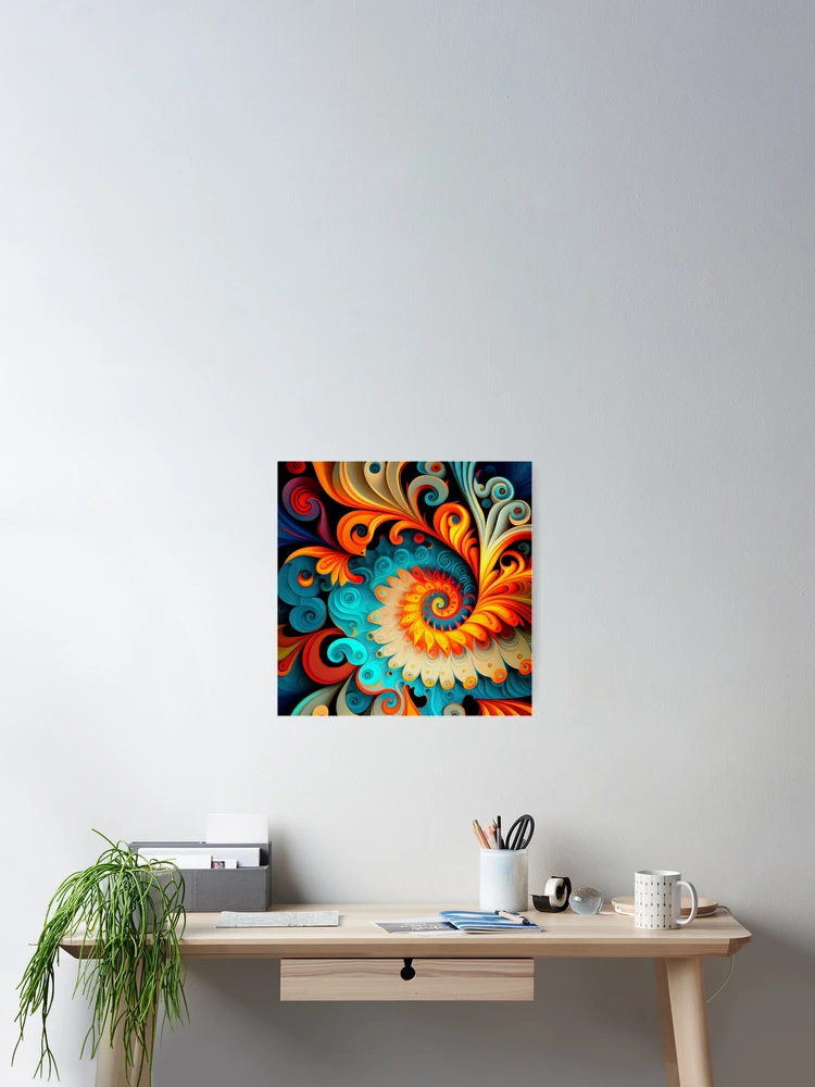 Imagen 2 de 3, Póster con la obra Swirling Intense Bright Eclectic Pattern Digital Painting, diseñada y vendida por CodeAndColors.