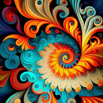 Imagen de la obra Swirling Intense Bright Eclectic Pattern Digital Painting de CodeAndColors