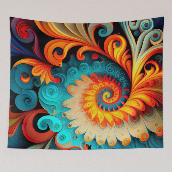 Aperçu de l'œuvre Swirling Intense Bright Eclectic Pattern Digital Painting créée et vendue par CodeAndColors.