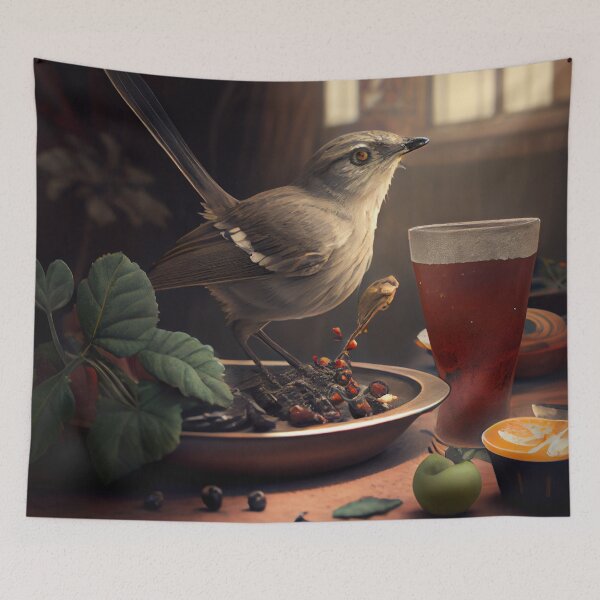 Item preview, Mockingbirds Meal and Journey Digital Painting designed and sold by CodeAndColors.