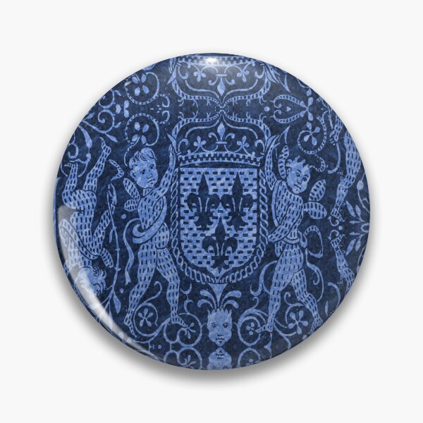 Item preview, Medieval Cherubs with Coats of Arms Blue designed and sold by AntiqueImages.