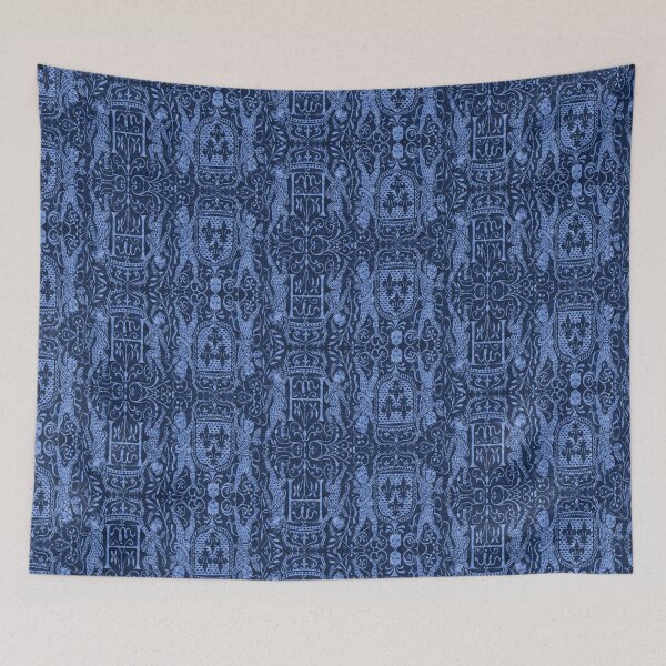 Item preview, Medieval Cherubs with Coats of Arms Blue designed and sold by AntiqueImages.