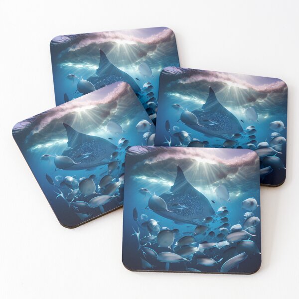 Item preview, Manta Jellyfish and Tuna Schooling Digital Painting designed and sold by CodeAndColors.