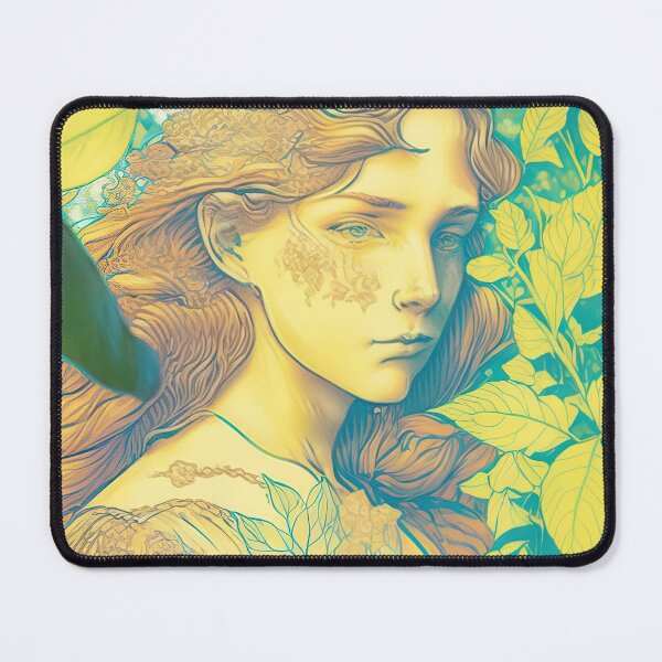 Item preview, Pastel Garden: Colored Pencil Portrait of a Woman with Botanical Backdrop designed and sold by francodelgrando.