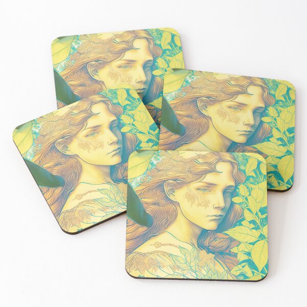 Item preview, Pastel Garden: Colored Pencil Portrait of a Woman with Botanical Backdrop designed and sold by francodelgrando.