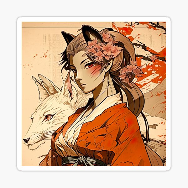 Manga cats woman A1-U4 Sticker