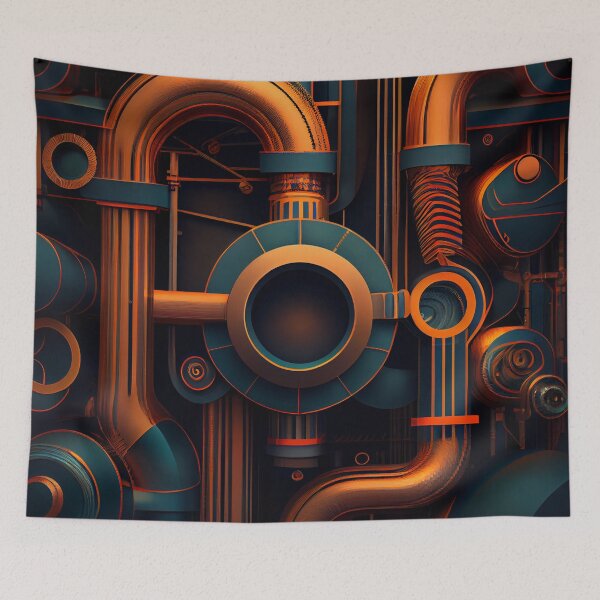 Item preview, Dreamy Dynamic Industrial Pattern Digital Painting designed and sold by CodeAndColors.