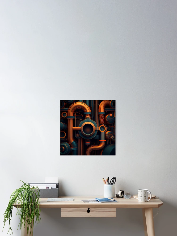 Imagen 2 de 3, Póster con la obra Dreamy Dynamic Industrial Pattern Digital Painting, diseñada y vendida por CodeAndColors.