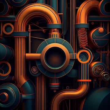 Imagen de la obra Dreamy Dynamic Industrial Pattern Digital Painting de CodeAndColors